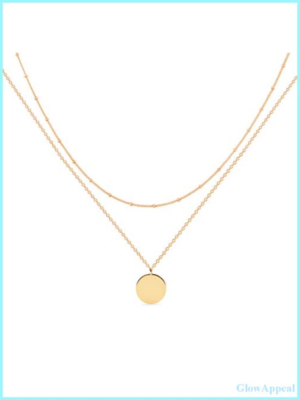 Women's 18K Gold Plated Brass Layered Necklace Set Choker Disc Pendant